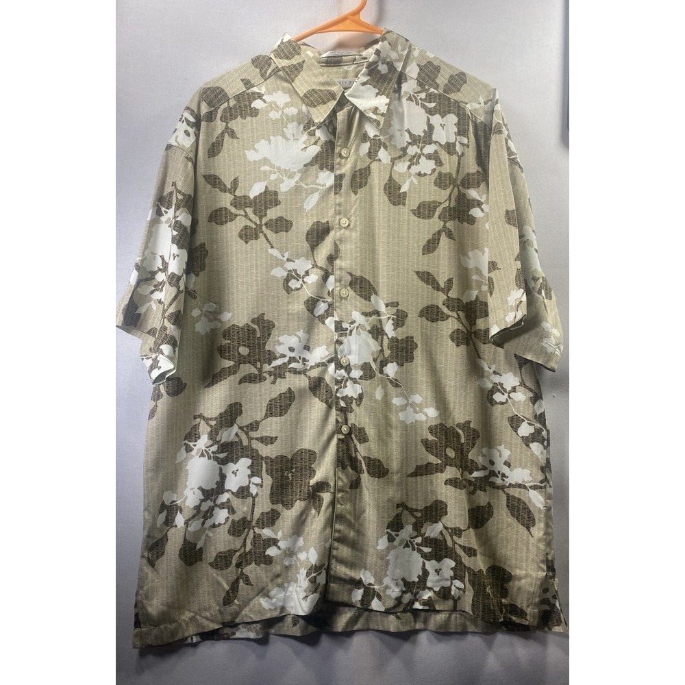 Geoffrey Beene Hawaiian Shirt Floral Earthtones Size‎ L